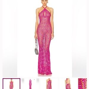 Retrofete massie sequin crochet halter dress